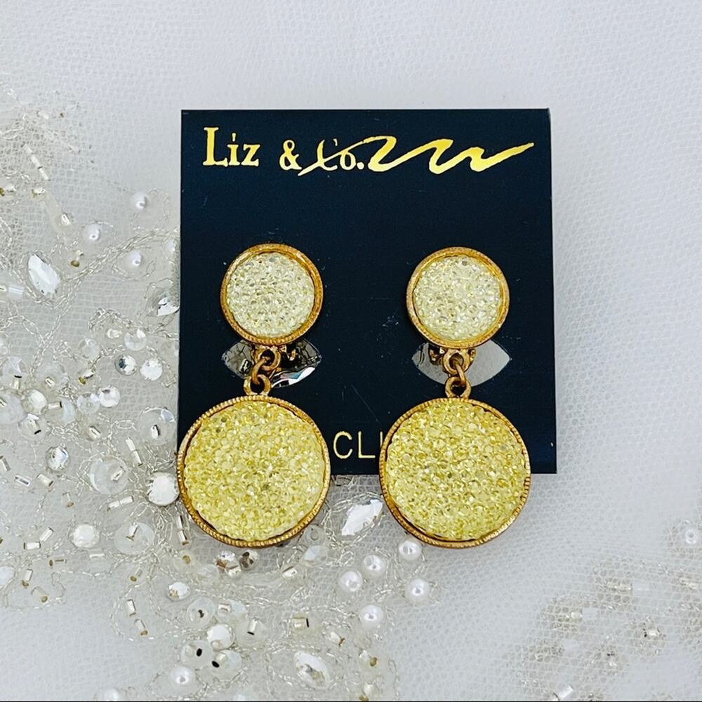 Liz & Co. gold shimmering earrings clip on NWT